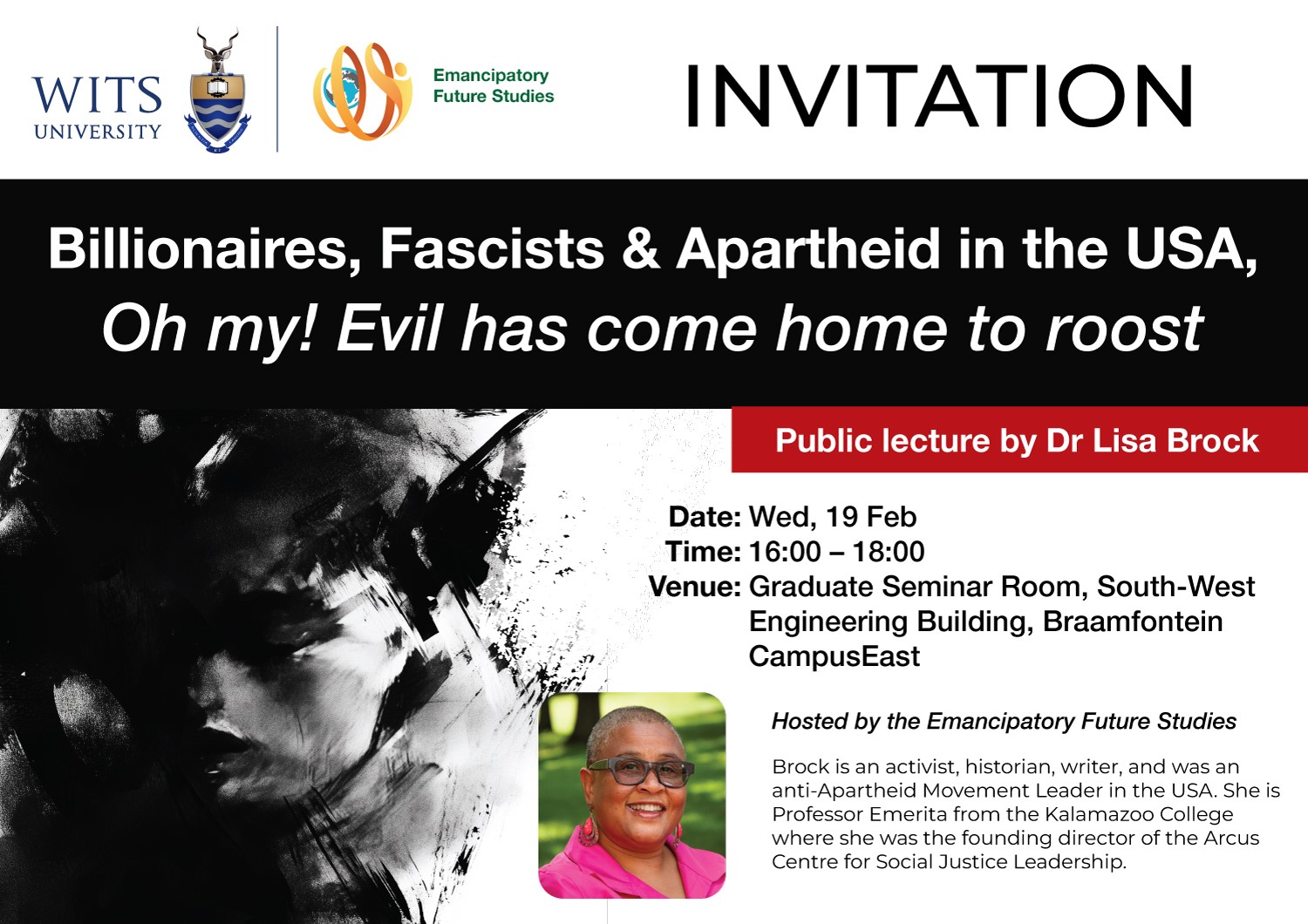Dr Lisa Brocks at Wits for a series of lectures Dr Lisa Brocks at Wits for a series of lectures